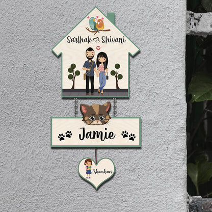 Kid-and-Cat Name Plate for Home - Sblossom