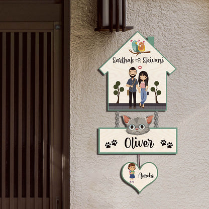 Kid-and-Cat Name Plate for Home - Sblossom