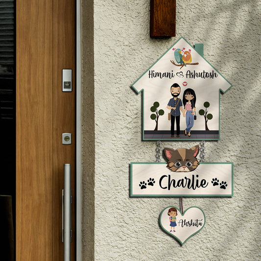 Kid-and-Cat Name Plate for Home - Sblossom