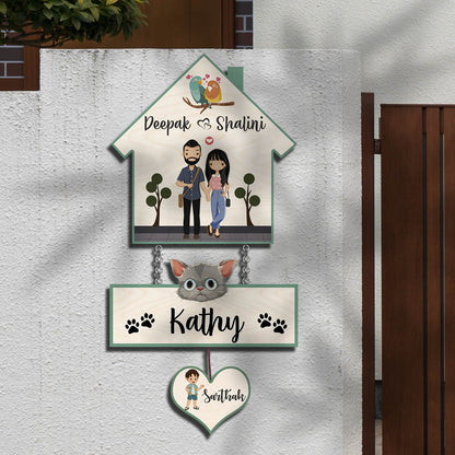 Kid-and-Cat Name Plate for Home - Sblossom