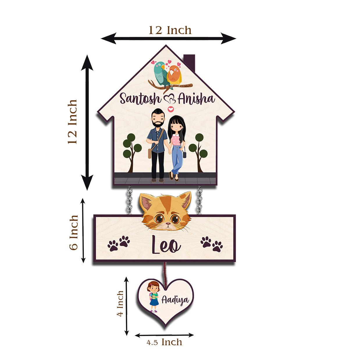 Kid-and-Cat Name Plate for Home - Sblossom