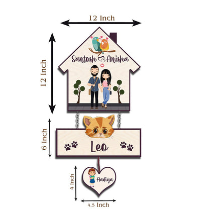 Kid-and-Cat Name Plate for Home - Sblossom