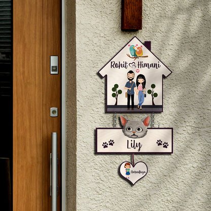 Kid-and-Cat Name Plate for Home - Sblossom