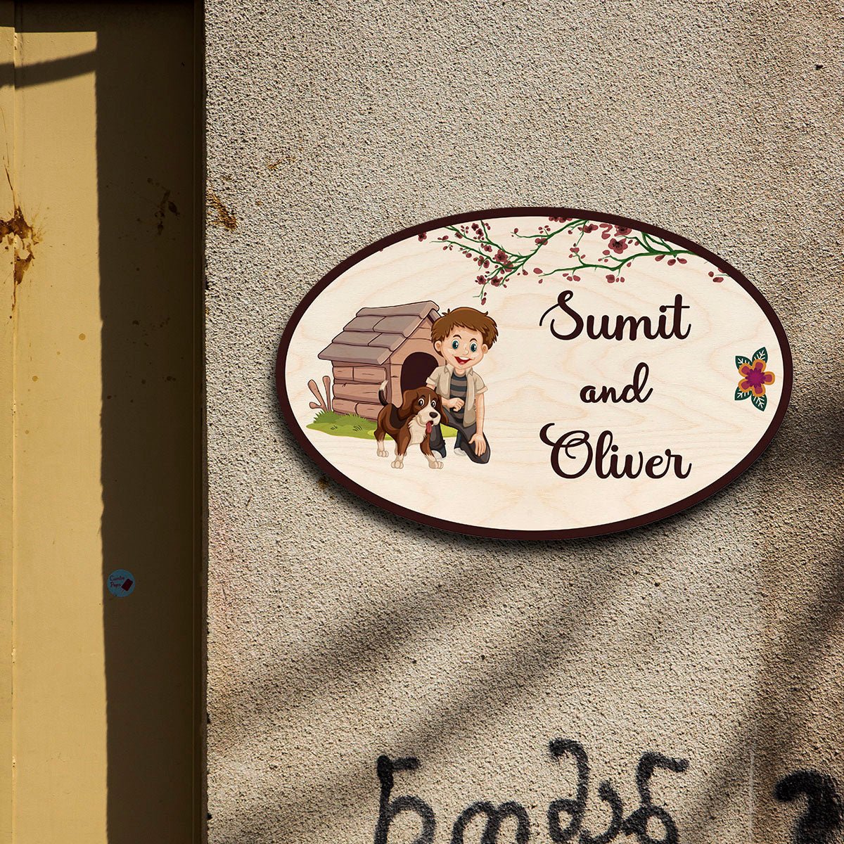 Kids and Pet Name Plate for Home — Wooden, 12x8 Inch - Sblossom