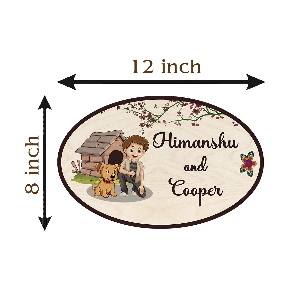 Kids and Pet Name Plate for Home — Wooden, 12x8 Inch - Sblossom
