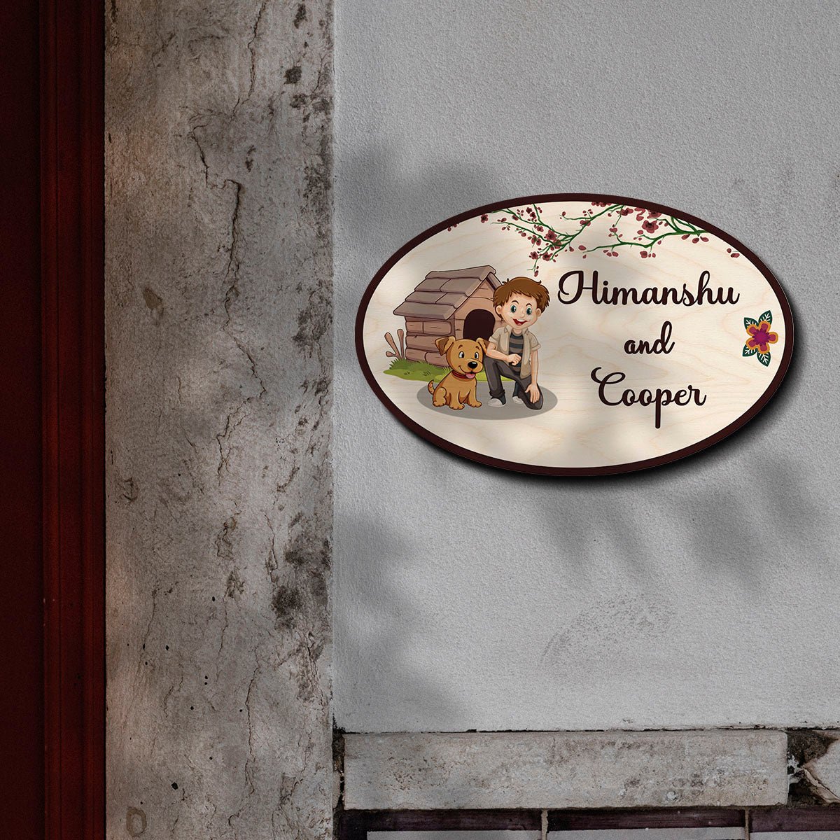 Kids and Pet Name Plate for Home — Wooden, 12x8 Inch - Sblossom