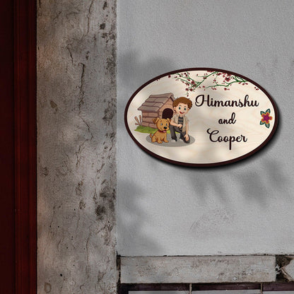 Kids and Pet Name Plate for Home — Wooden, 12x8 Inch - Sblossom