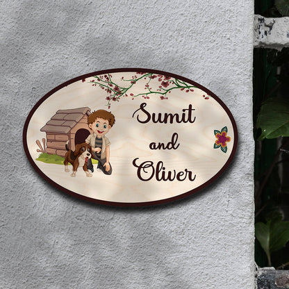 Kids and Pet Name Plate for Home — Wooden, 12x8 Inch - Sblossom
