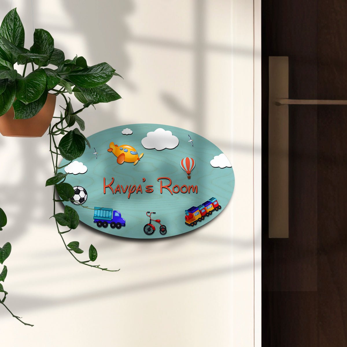 Kids Door Name Sign — Wooden Toys Theme, 12x8 Inch - Sblossom