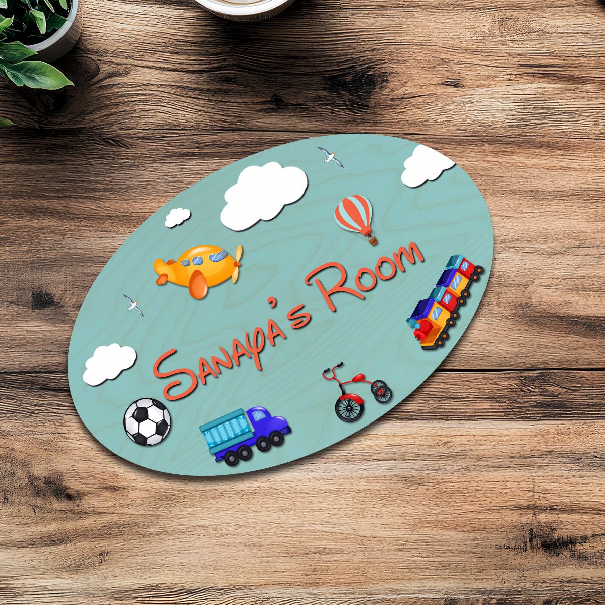 Kids Door Name Sign — Wooden Toys Theme, 12x8 Inch - Sblossom