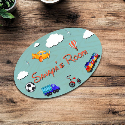 Kids Door Name Sign — Wooden Toys Theme, 12x8 Inch - Sblossom