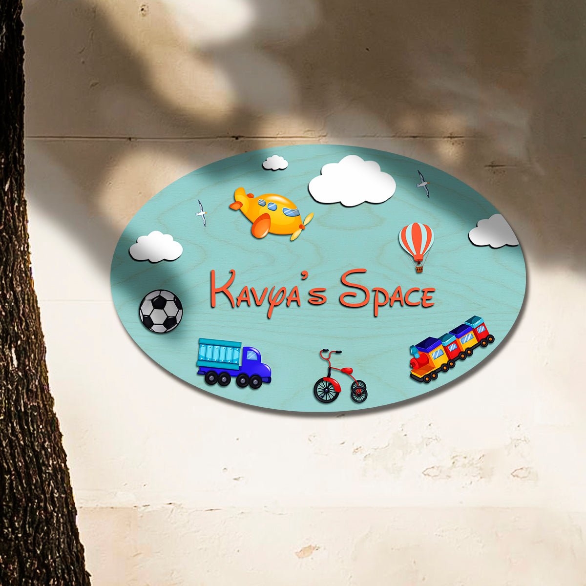 Kids Door Name Sign — Wooden Toys Theme, 12x8 Inch - Sblossom