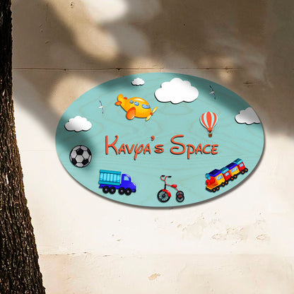 Kids Door Name Sign — Wooden Toys Theme, 12x8 Inch - Sblossom