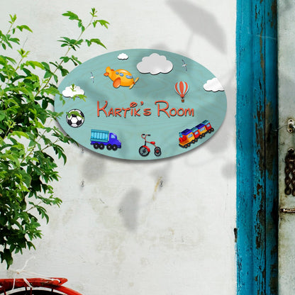 Kids Door Name Sign — Wooden Toys Theme, 12x8 Inch - Sblossom