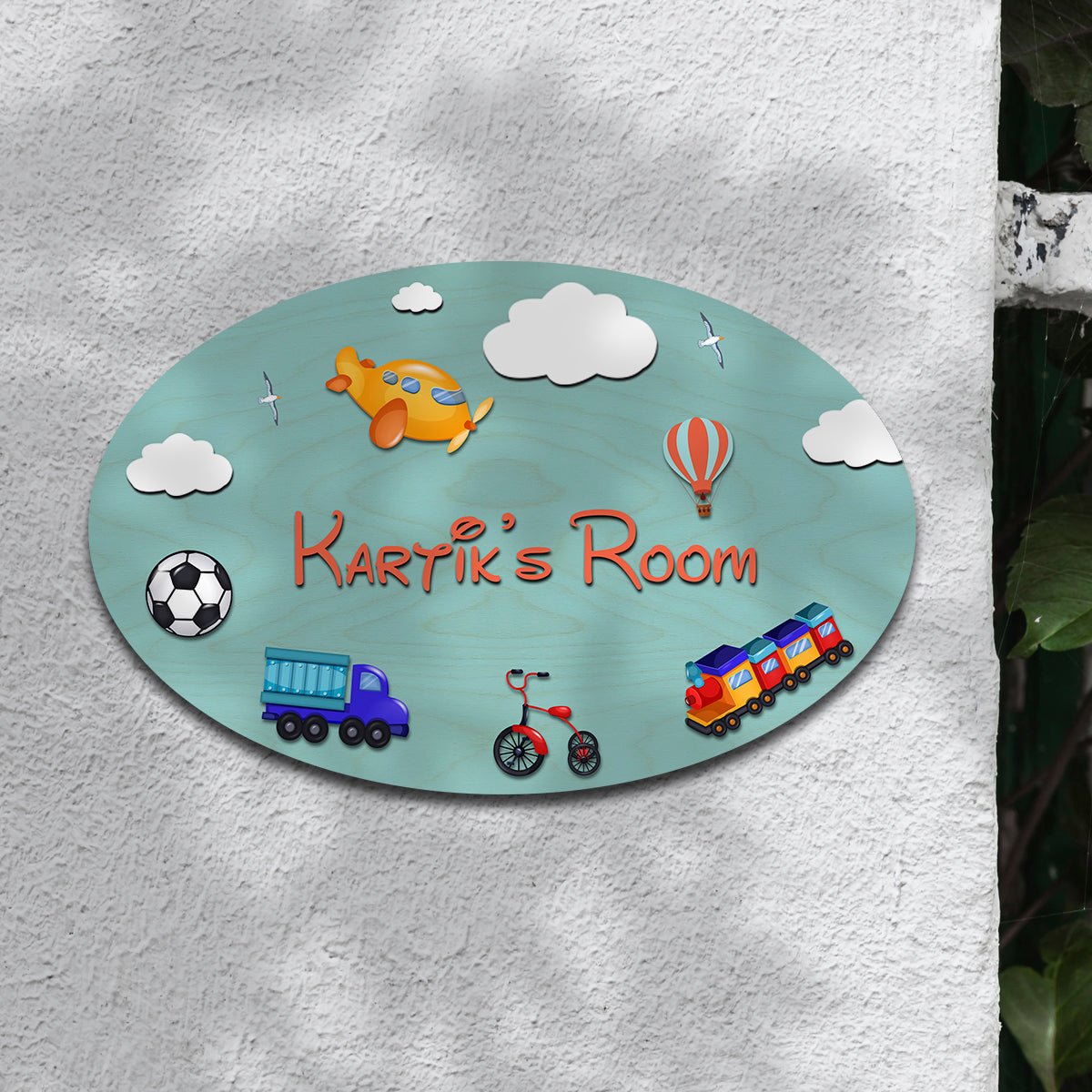 Kids Door Name Sign — Wooden Toys Theme, 12x8 Inch - Sblossom