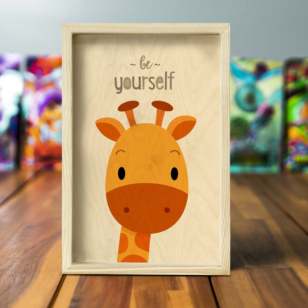 Kids Room Wall Art in Wood with Cheerful Animal Grid Design - Sblossom