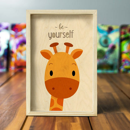 Kids Room Wall Art in Wood with Cheerful Animal Grid Design - Sblossom