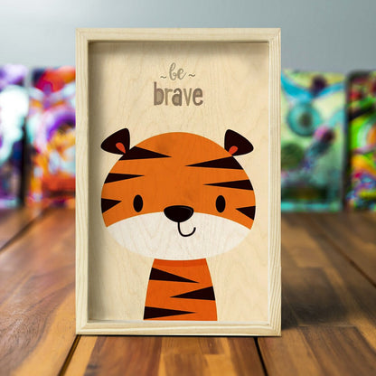 Kids Room Wall Art in Wood with Cheerful Animal Grid Design - Sblossom