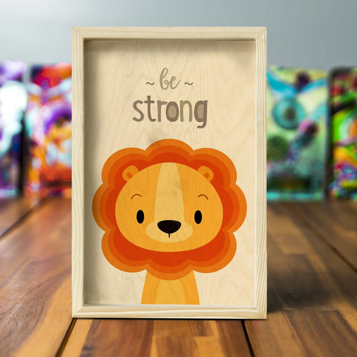 Kids Room Wall Art in Wood with Cheerful Animal Grid Design - Sblossom