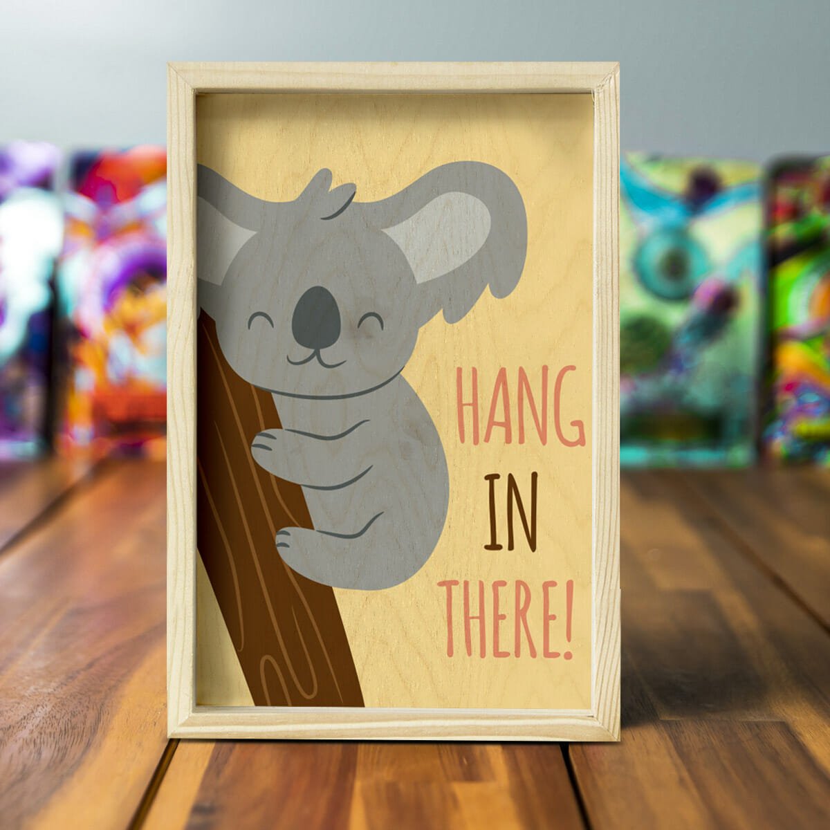 Kids Room Wooden Frame with Pine Border and Animal Design - Sblossom