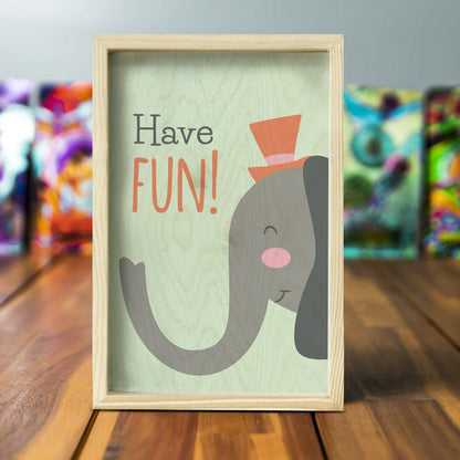Kids Room Wooden Frame with Pine Border and Animal Design - Sblossom