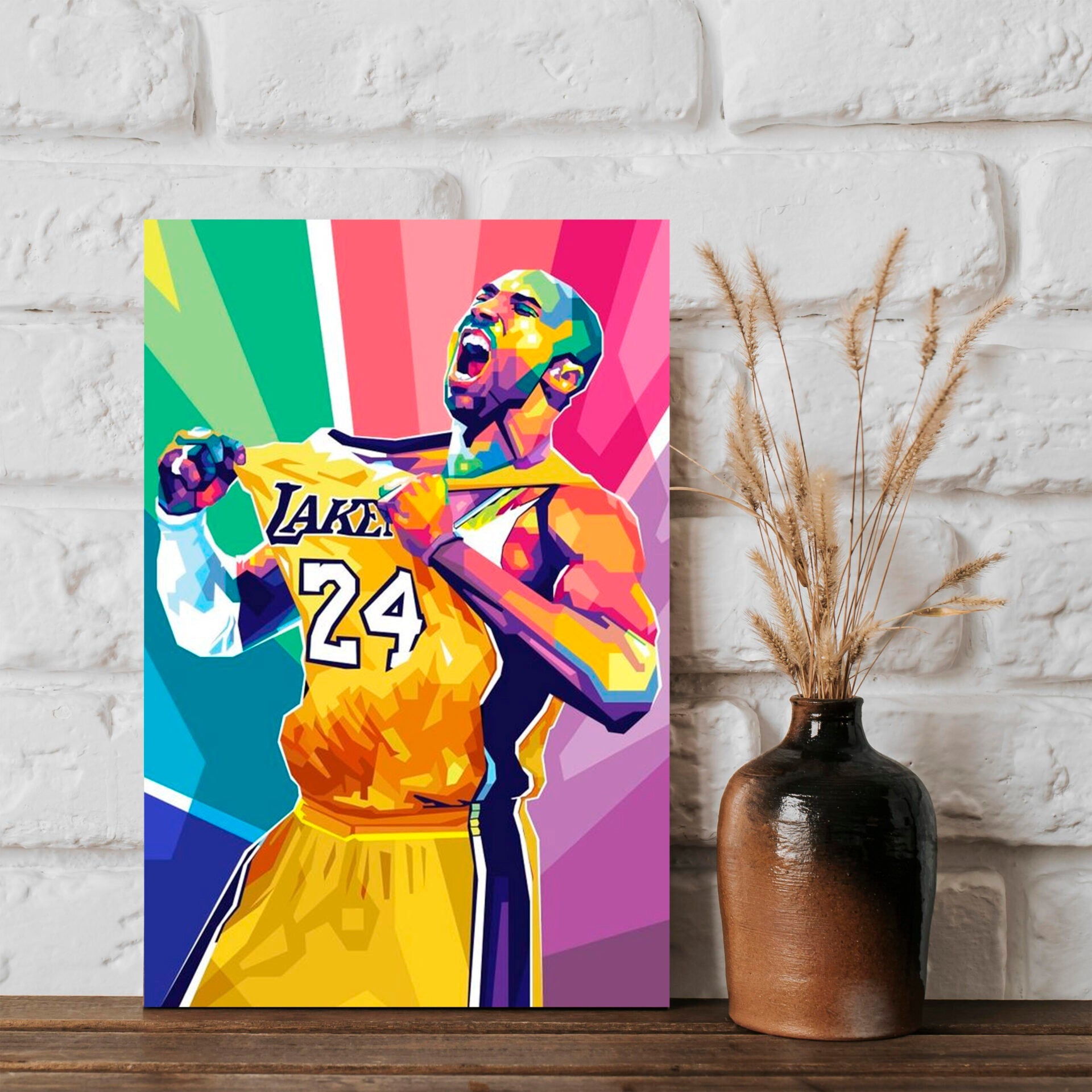 Kobe Bryant Wood Print with Colourful Pop Art Portrait Design - Sblossom
