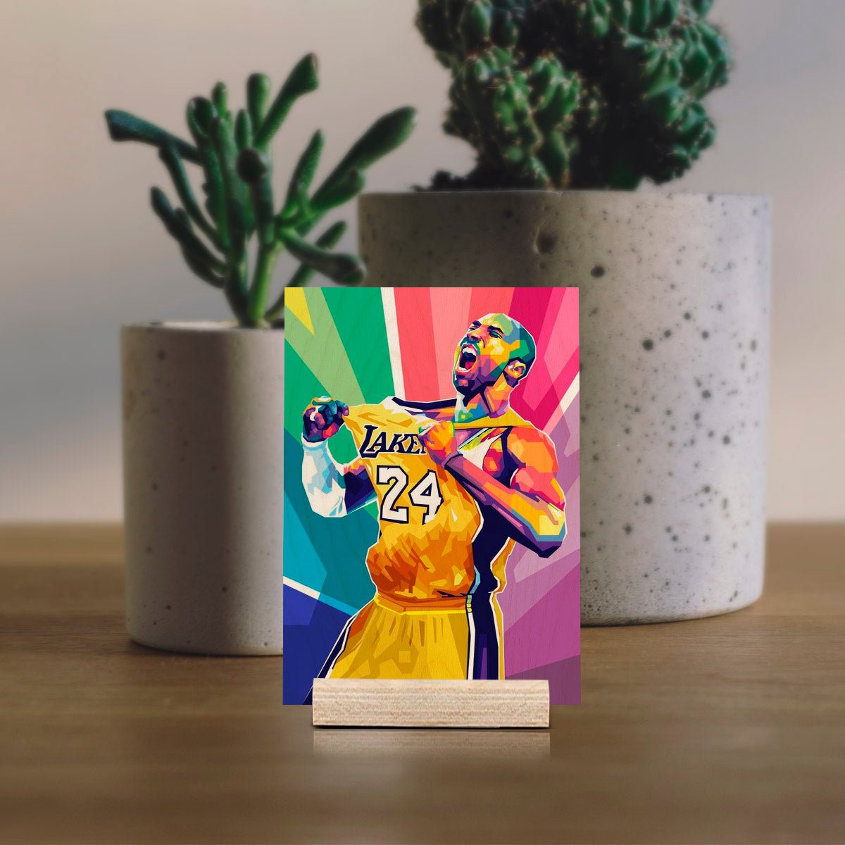 Kobe Bryant Wood Print with Colourful Pop Art Portrait Design - Sblossom
