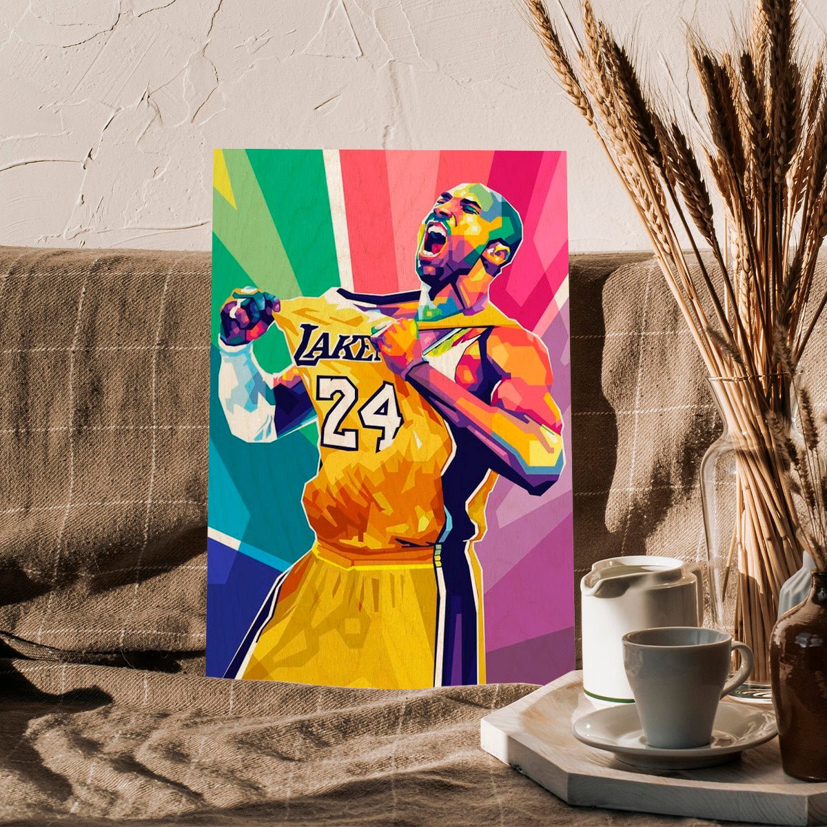 Kobe Bryant Wood Print with Colourful Pop Art Portrait Design - Sblossom