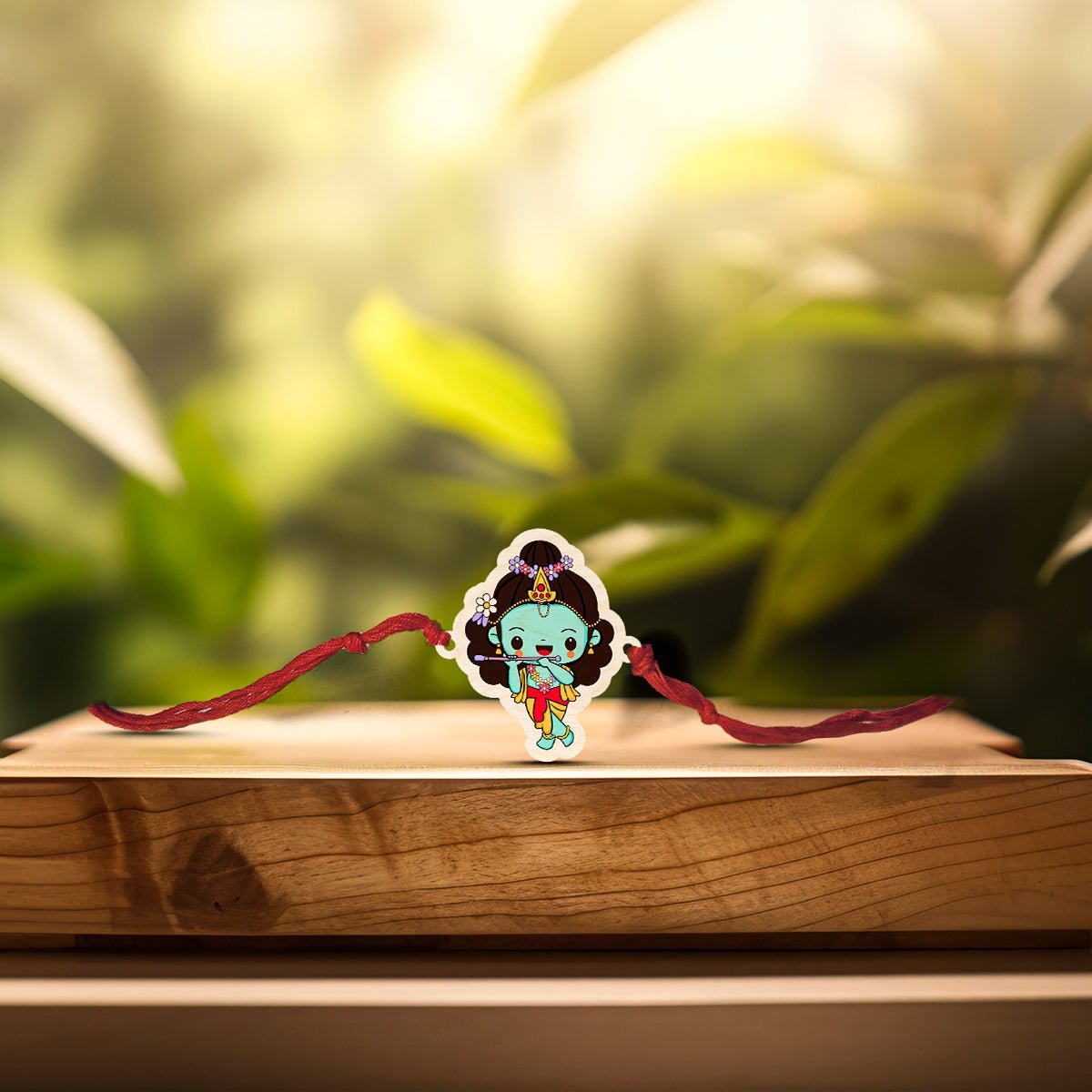 Krishna Kids Rakhi in Wood with Cute Cartoon Design for Brother - Sblossom