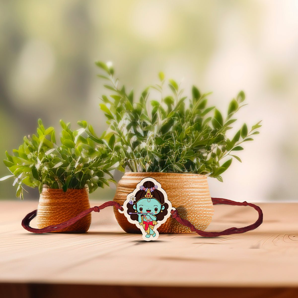 Krishna Kids Rakhi in Wood with Cute Cartoon Design for Brother - Sblossom