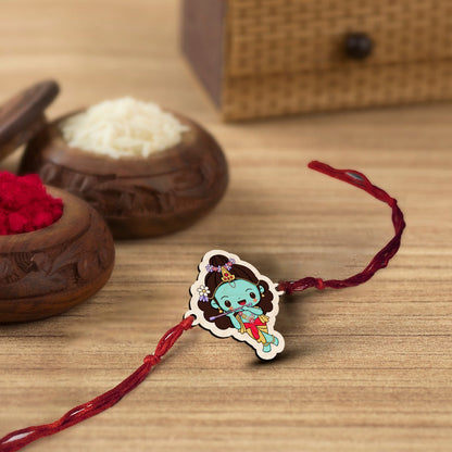 Krishna Kids Rakhi in Wood with Cute Cartoon Design for Brother - Sblossom