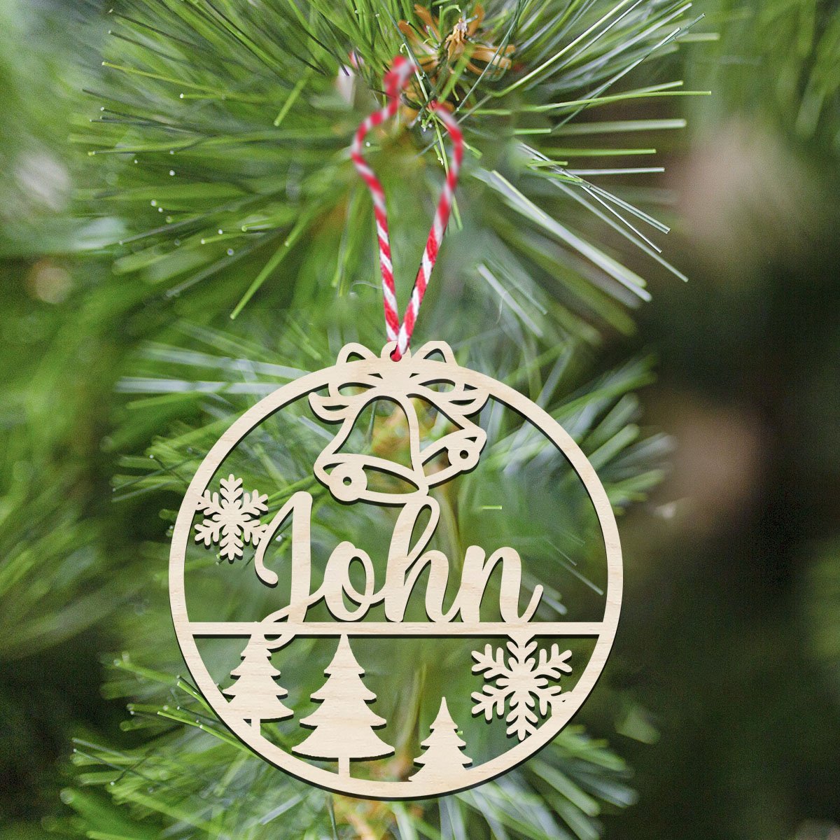 Laser Cut Christmas Ornament in Wood with 6 Festive Designs - Sblossom