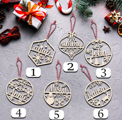 Laser Cut Christmas Ornament in Wood with 6 Festive Designs - Sblossom