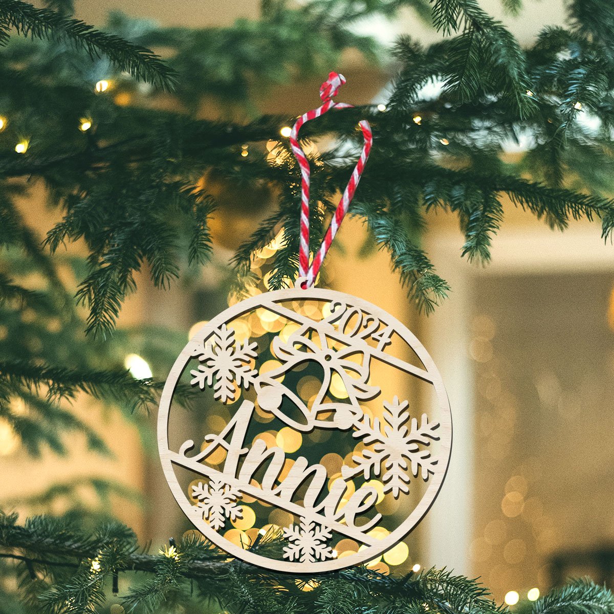 Laser Cut Christmas Ornament in Wood with 6 Festive Designs - Sblossom
