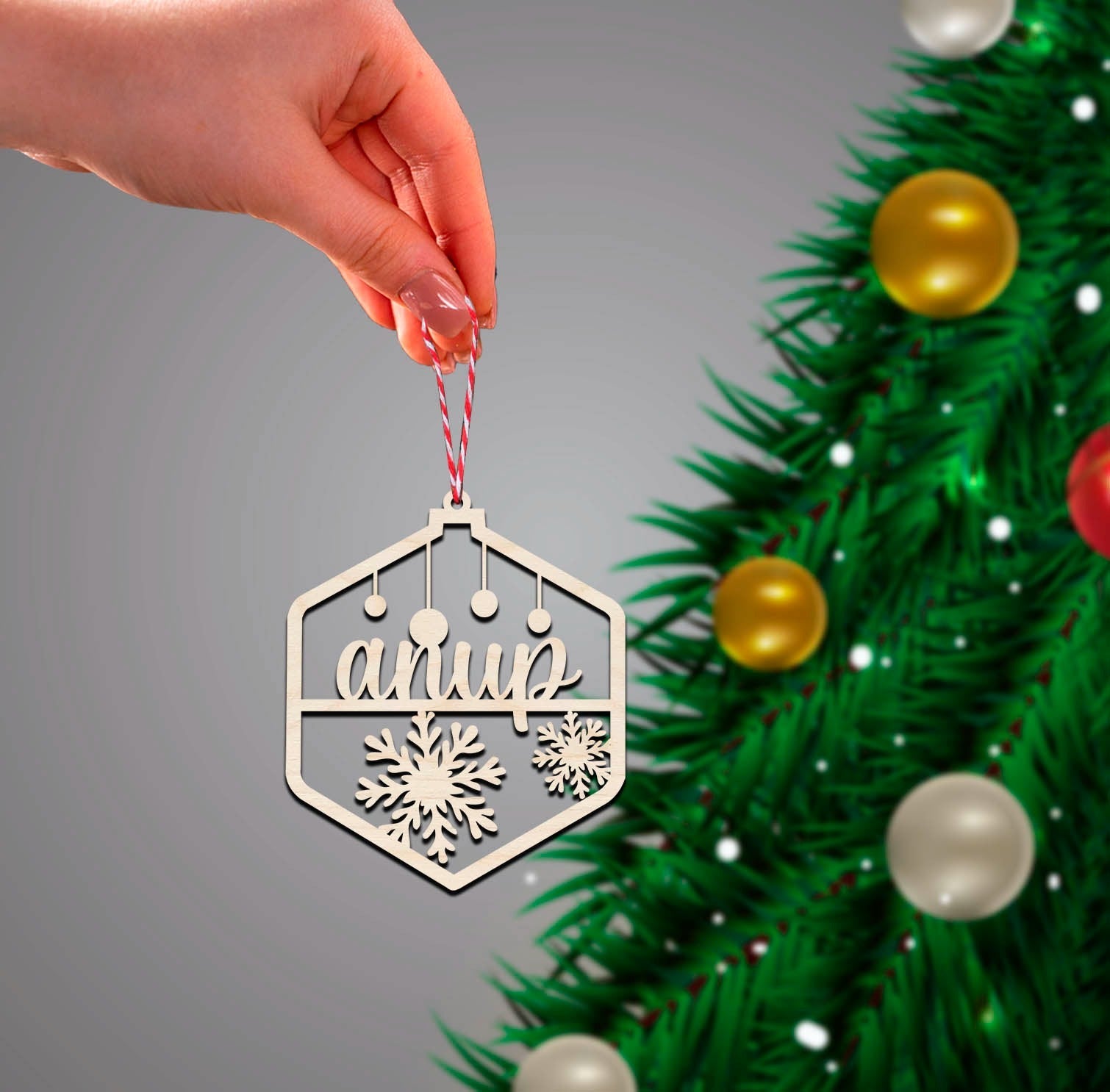Laser Cut Christmas Ornament in Wood with 6 Festive Designs - Sblossom