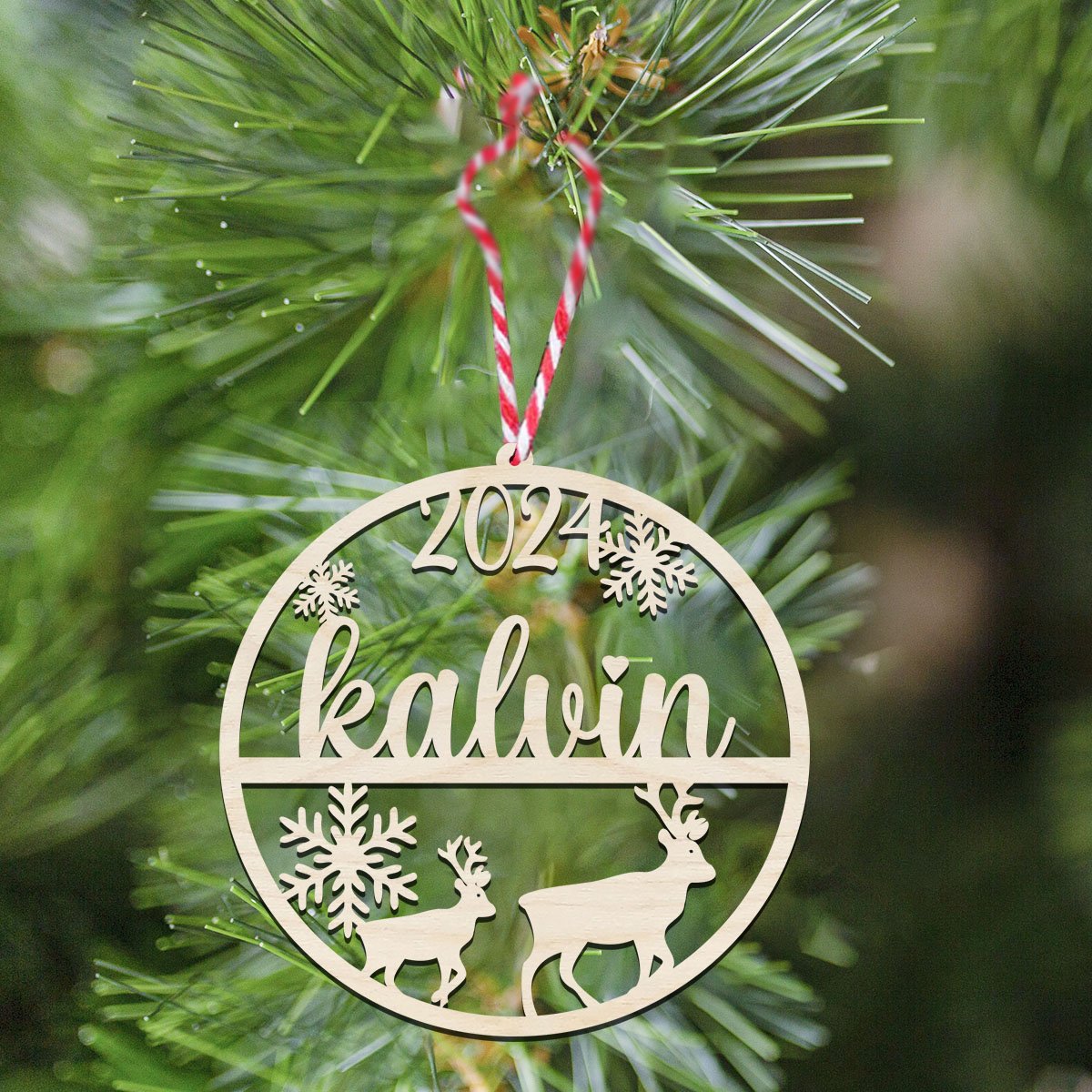 Laser Cut Christmas Ornament in Wood with 6 Festive Designs - Sblossom