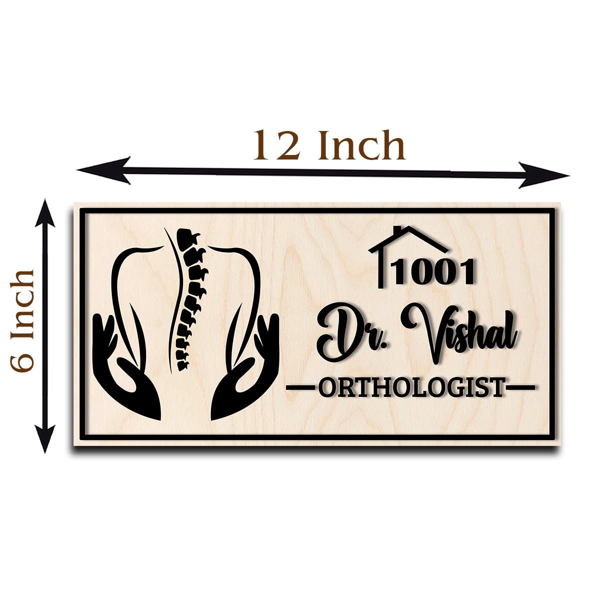 Laser-Cut Clinic Name Plate Design for Door with Doctor Name - Sblossom