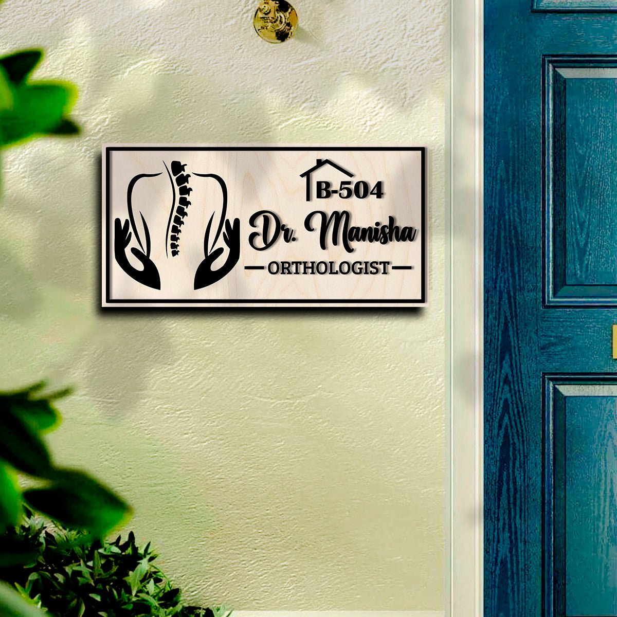 Laser-Cut Clinic Name Plate Design for Door with Doctor Name - Sblossom