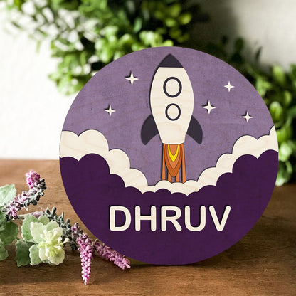 Launch Rocket Name Plate Design for Kids - Sblossom