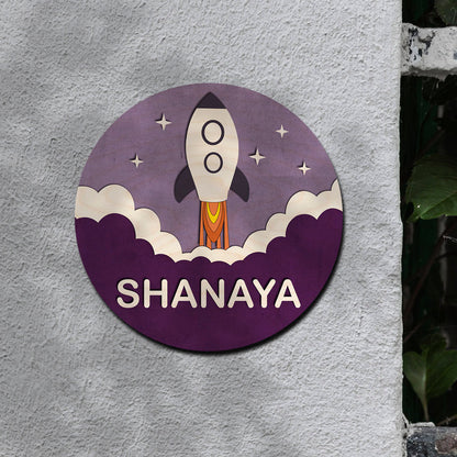 Launch Rocket Name Plate Design for Kids - Sblossom