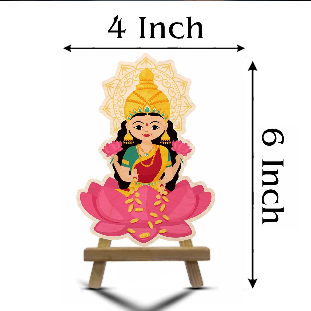 Laxmi Ganesh Wood Print with Easel Stand for Pooja Table Decor - Sblossom