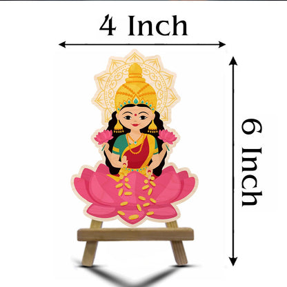 Laxmi Ganesh Wood Print with Easel Stand for Pooja Table Decor - Sblossom
