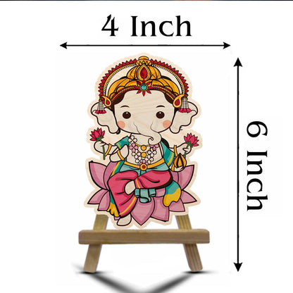 Laxmi Ganesh Wood Print with Easel Stand for Pooja Table Decor - Sblossom