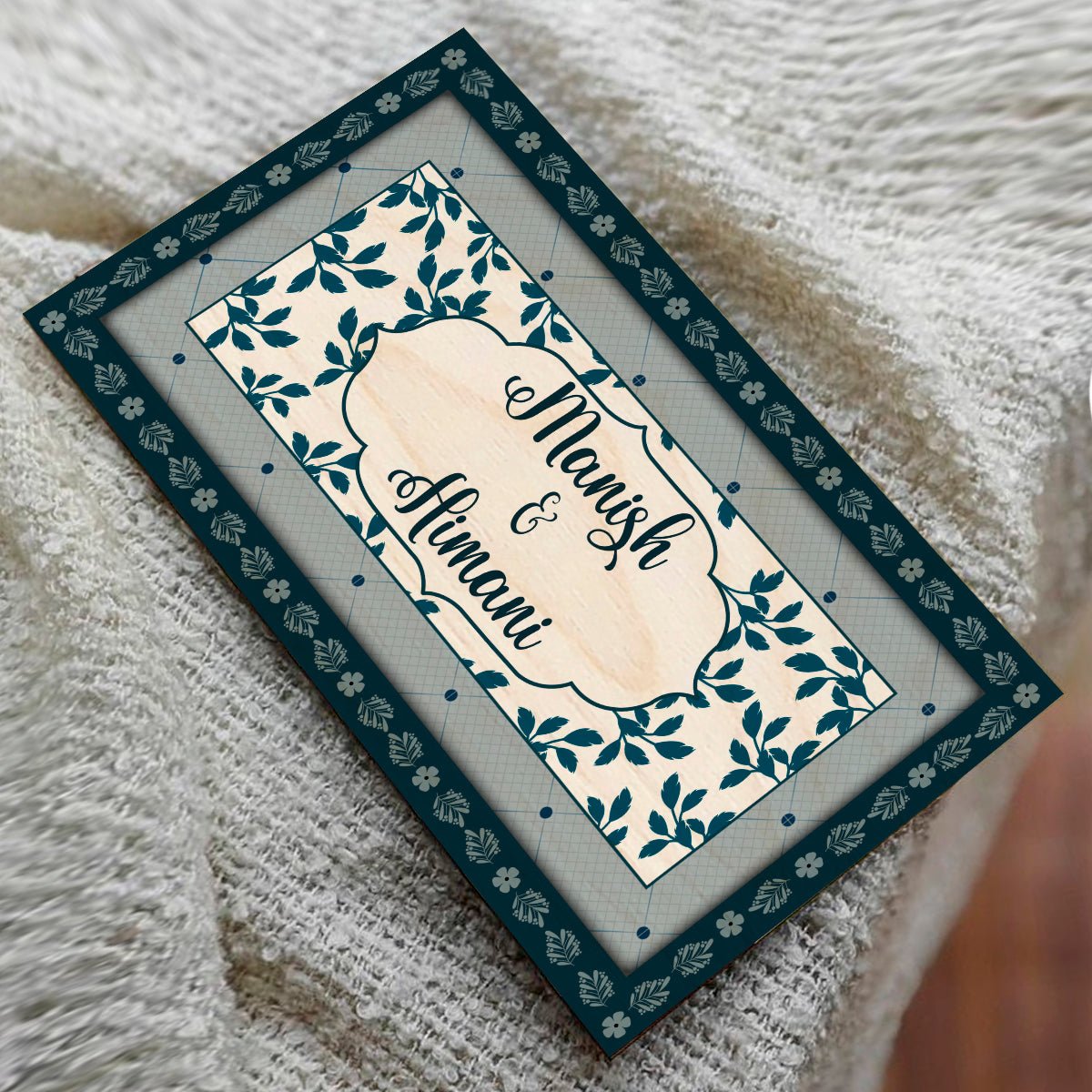 Leaf-Lattice Bordered Name Plate Design for Home - Sblossom