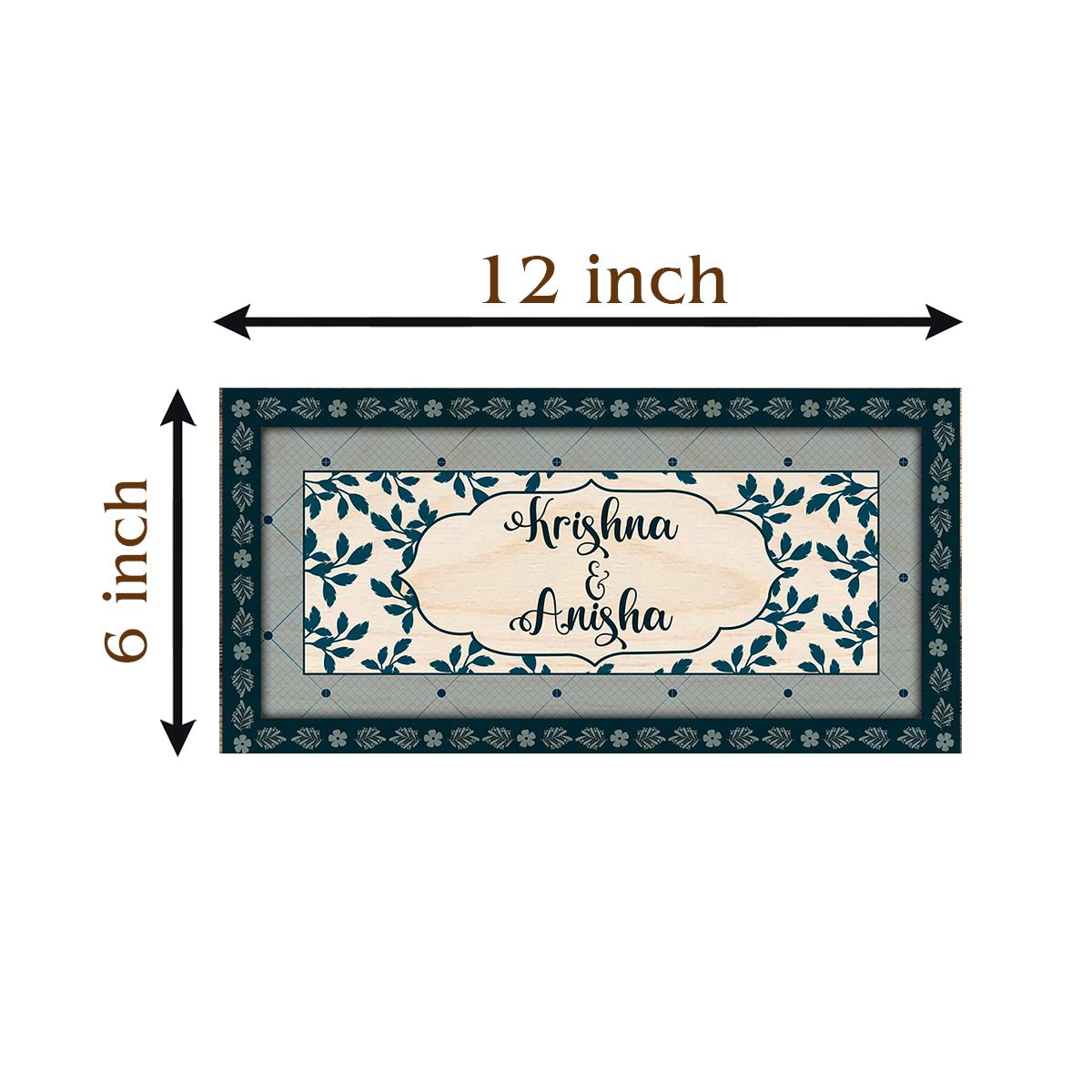 Leaf-Lattice Bordered Name Plate Design for Home - Sblossom