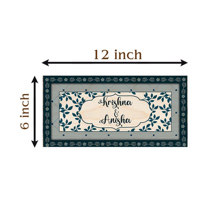 Leaf-Lattice Bordered Name Plate Design for Home - Sblossom