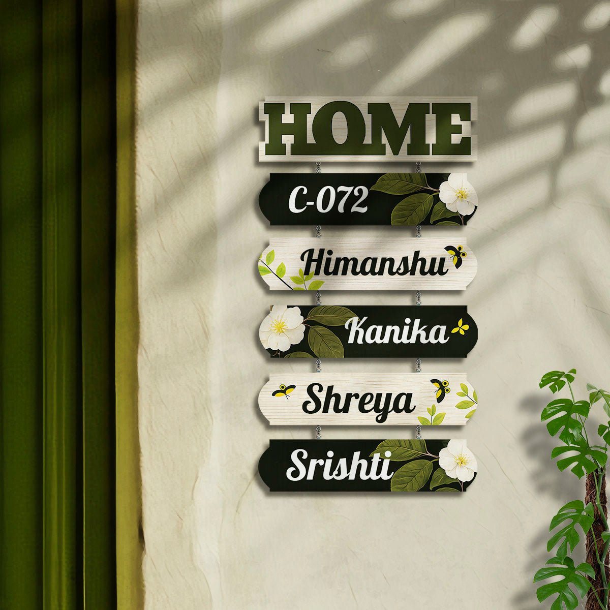 Leaf-Tree Hanging Banner Header Family Name Plate for Home - Sblossom