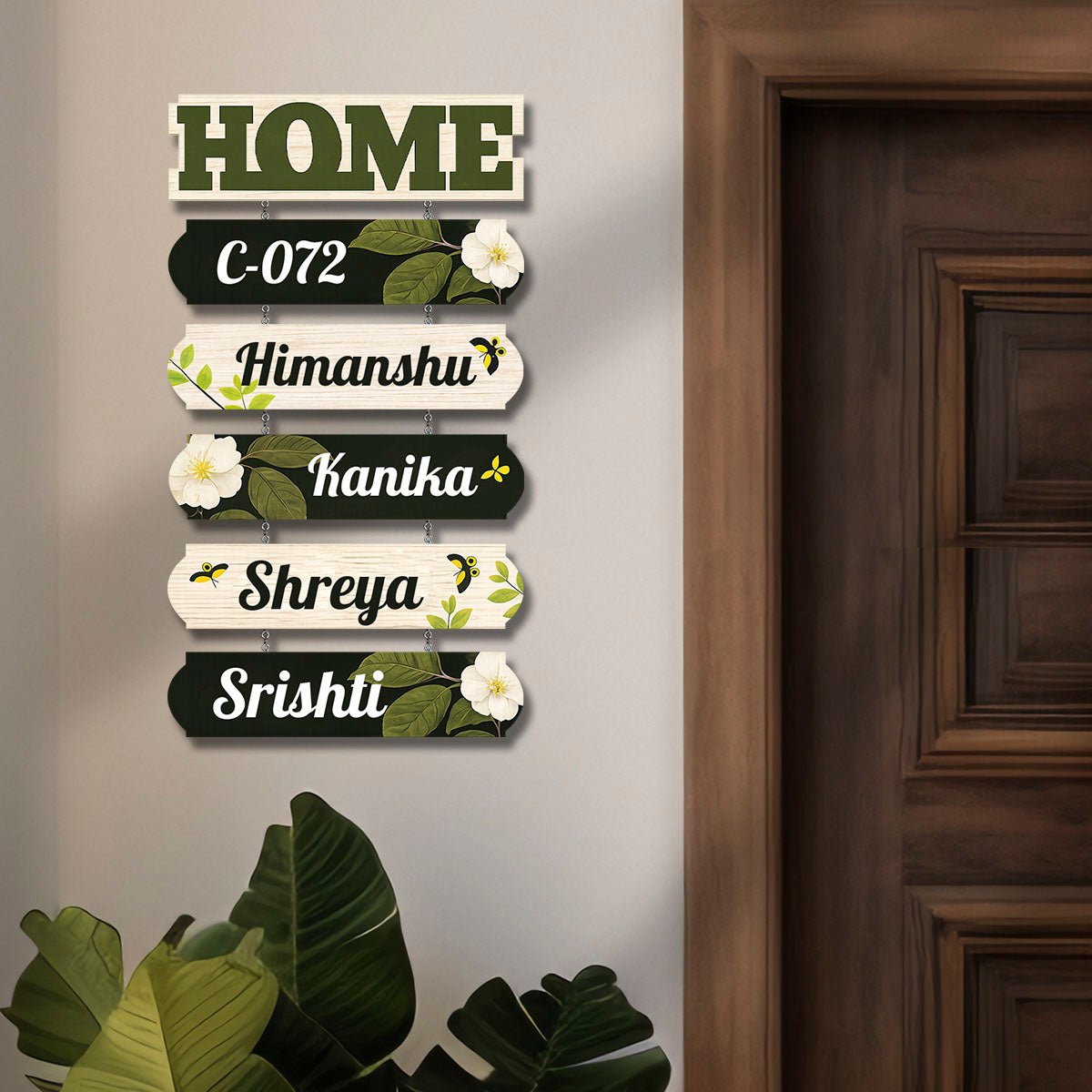 Leaf-Tree Hanging Banner Header Family Name Plate for Home - Sblossom