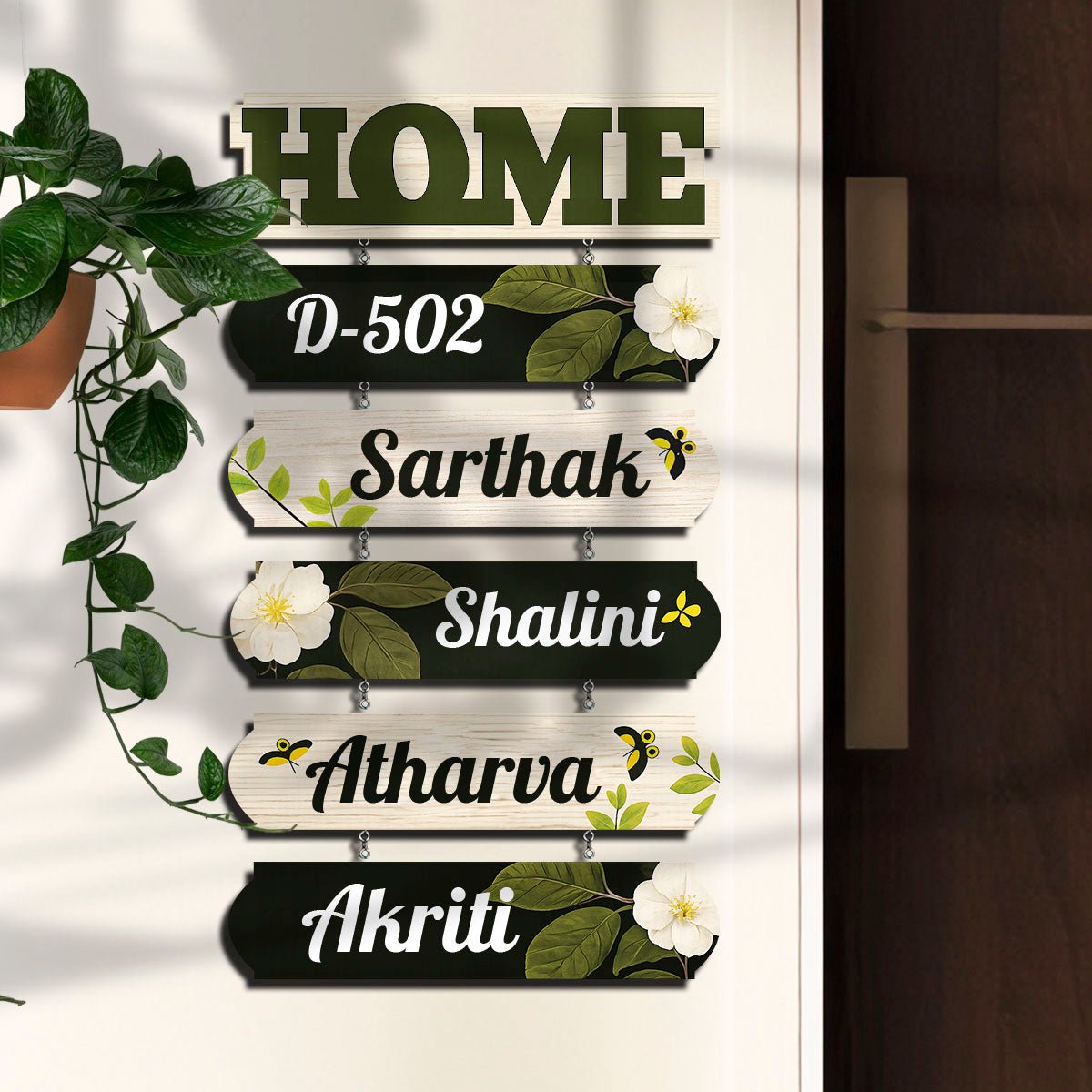 Leaf-Tree Hanging Banner Header Family Name Plate for Home - Sblossom