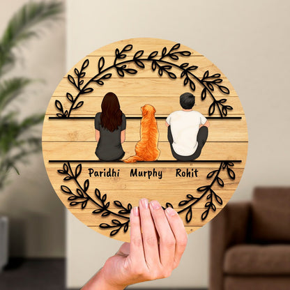 Leaf-Wreath House Name Board for Main Door – Round - Sblossom
